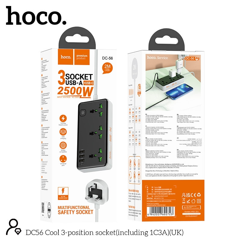 Hoco DC56 Socket Extension Board (2m)