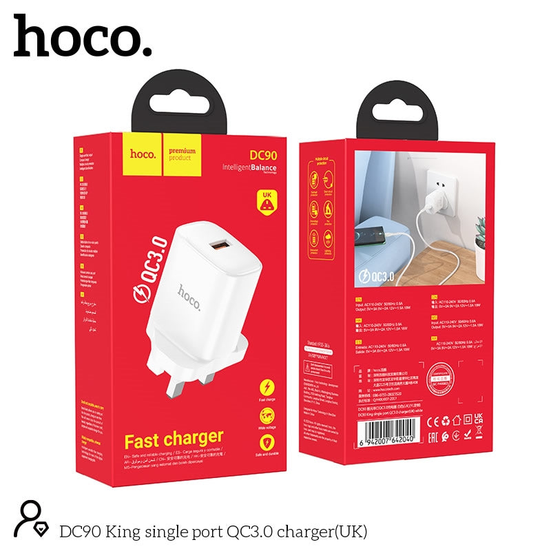 Hoco DC90 Fast Charging plug (Single USB) 18W