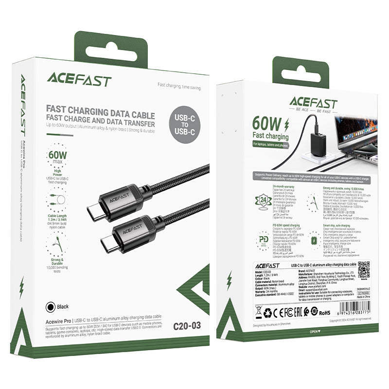 AceFast C20-03 Charging Cable 1.2m (Type C to C) 60W