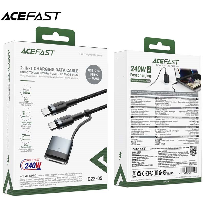 AceFast C22-05 cable (Type C to Type C and MacBook 3)