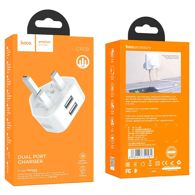 Hoco C90B Charging Plug (Dual USB)
