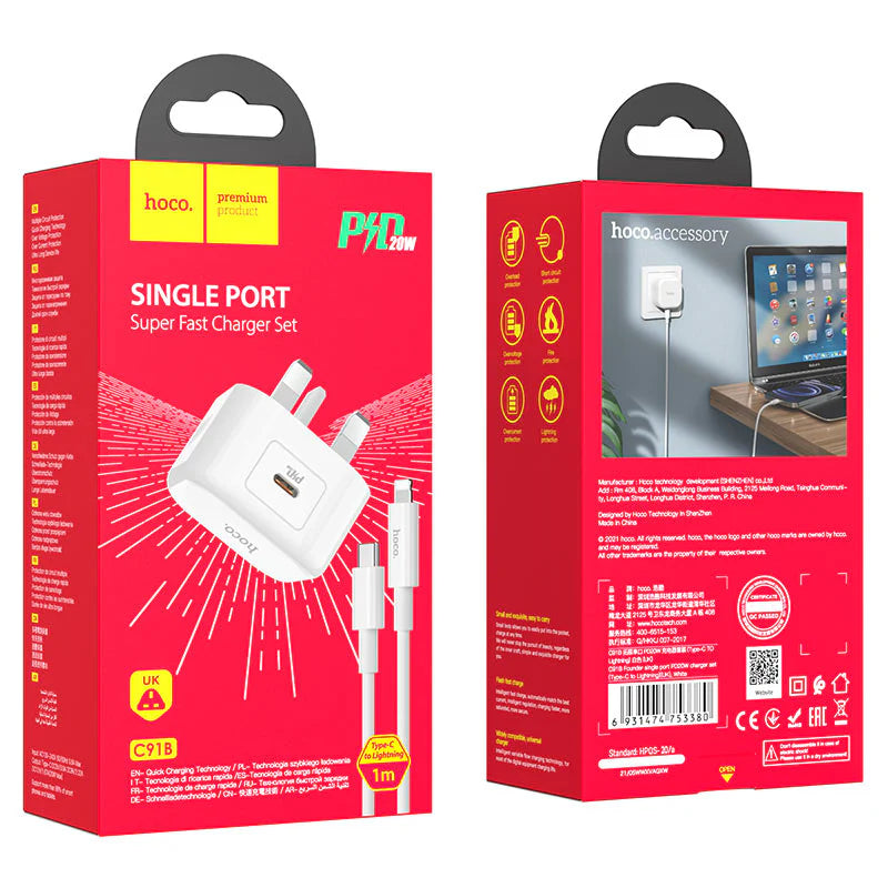 Hoco C91B Charging Set (Type-C to Lightning Cable)