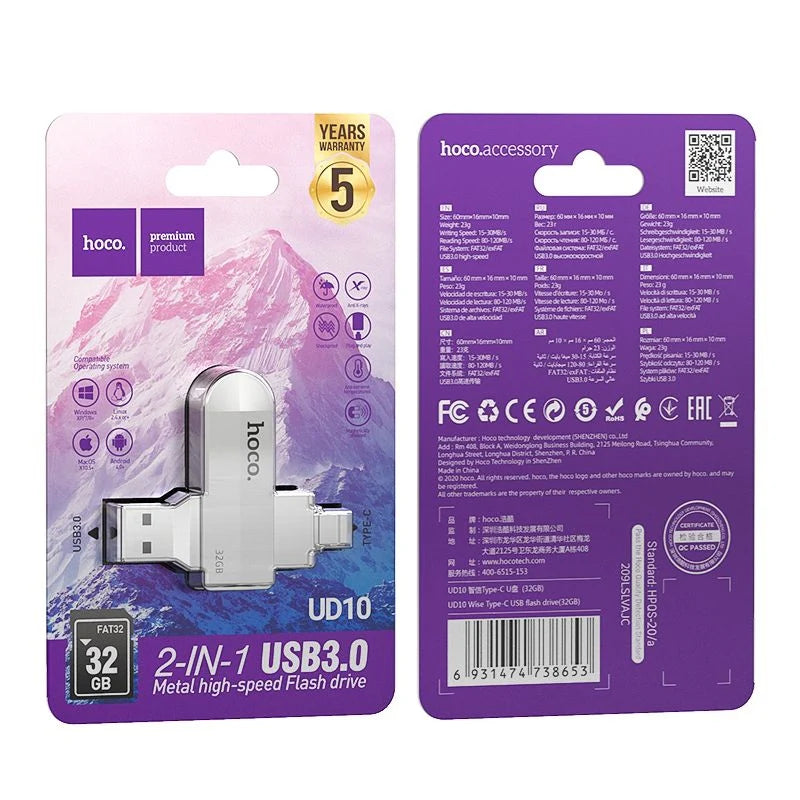 Hoco UD10 USB Stick Type-C + USB (32Gb) 3.0