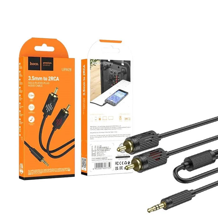Hoco UPA28 1.5m Cable (3.5mm to Double RCA)