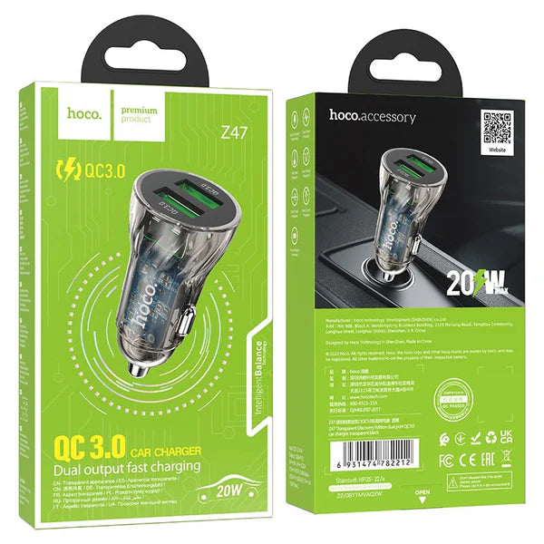 Hoco Z47 Car Charger (Dual USB) 20W