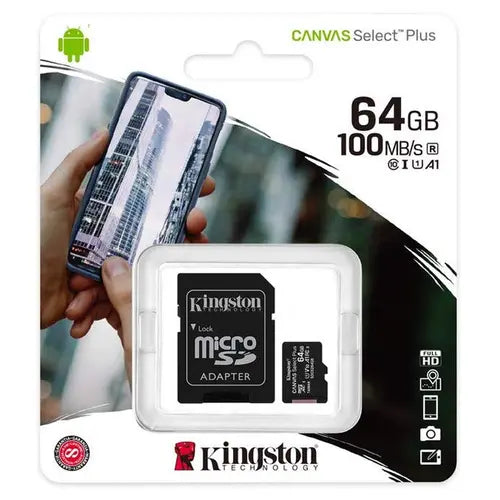 Kingston C10 Micro SD Card (64GB) 100MB/s