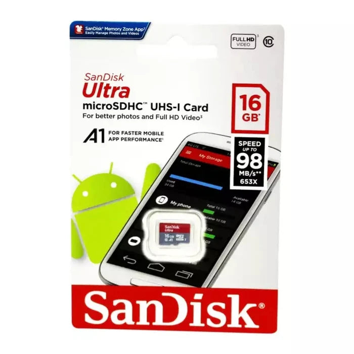 SanDisk Ultra C10 Micro SD Card (16GB) 98MB/s