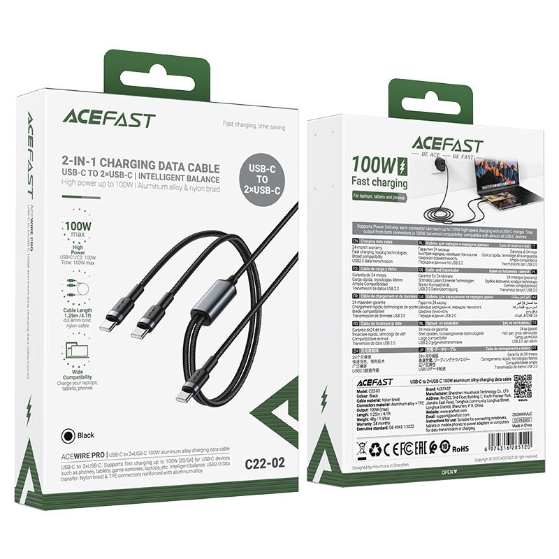 AceFast C22-02 cable (Type C to Dual Type C)