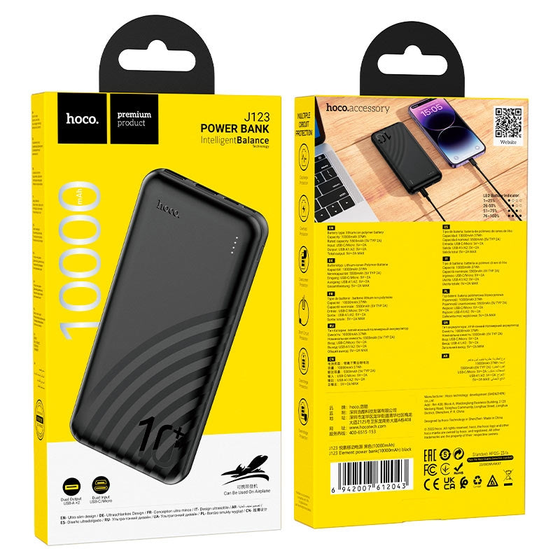 Hoco J123 Power Bank (10000 mAh) Dual USB