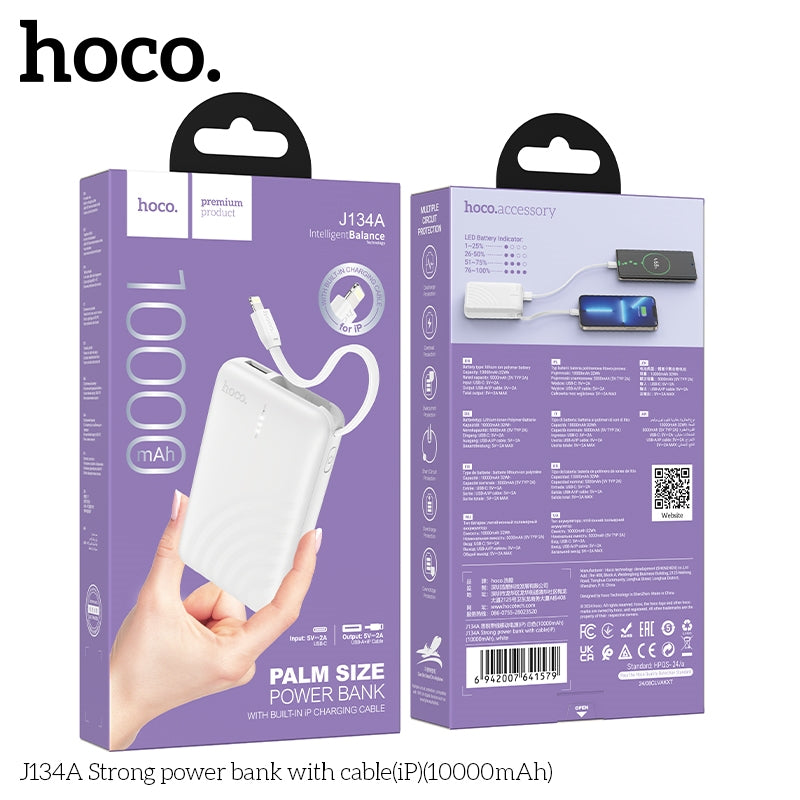 Hoco J134A Power Bank (10000mAh) Built-in Lightning cable