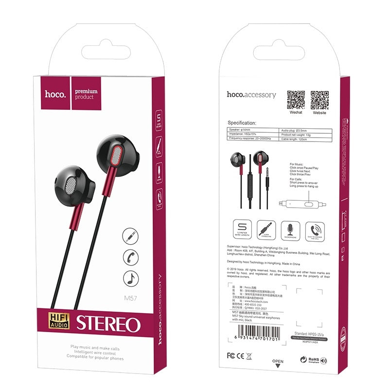 Hoco M57 Wired Earphones with Microphone (3.5mm)