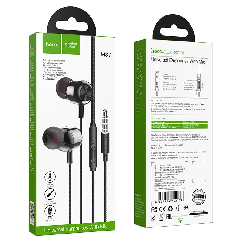 Hoco M87 Wired Earphones with Microphone (3.5mm)