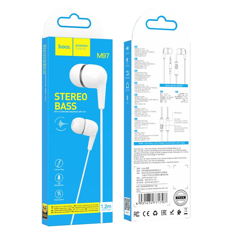 Hoco M97 3.5mm Wired Earphones with Mic