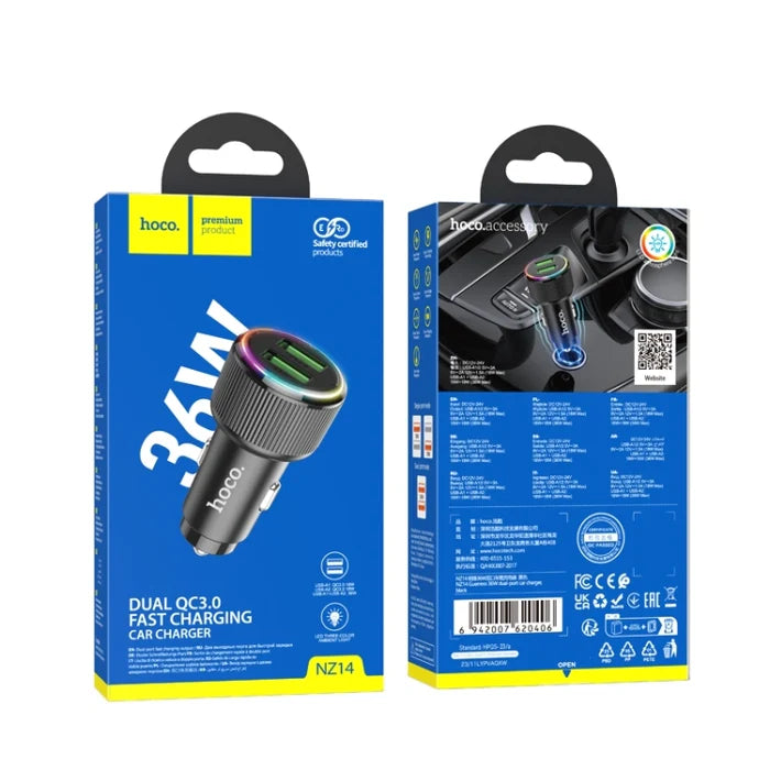 Hoco NZ14 Guerrero Car Charger (Dual Type-C) 36W
