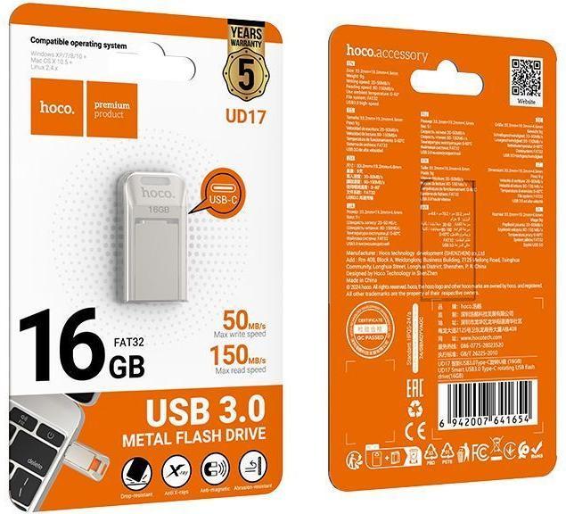 Hoco UD17 Flash Drive 16GB (USB+Type C) 3.0