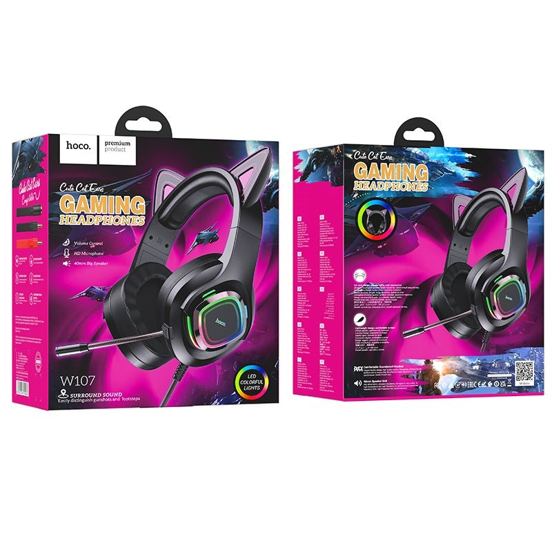 Hoco W107 Cat Ear Gaming Wired Earphones with Mic