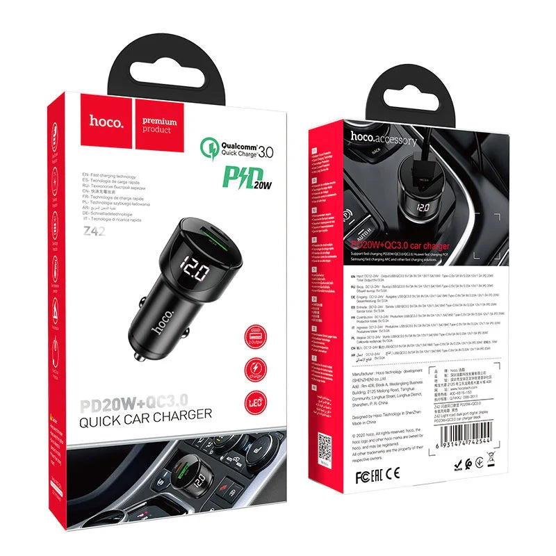 Hoco Z42 Car Charger (USB + Type-C) 20W