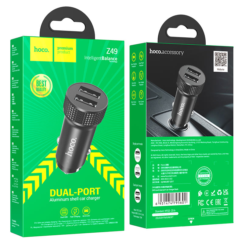 Hoco Z49 Car Charger (Dual USB)