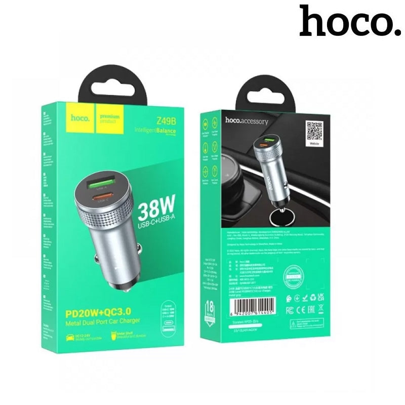 Hoco Z49B Car Charger (USB + Type-C) 38W